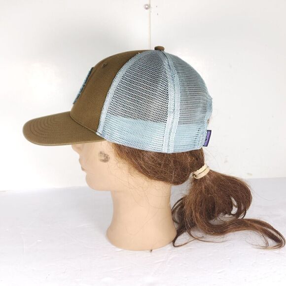 Patagonia Unisex Peace Offering Brown Blue OS Mesh Snapback Trucker Cap Hat - Picture 3 of 10